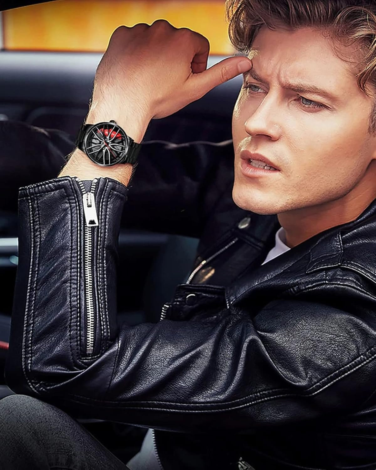Men's Racing Rim Sport Watch – Sapphire Crystal & Steel Band