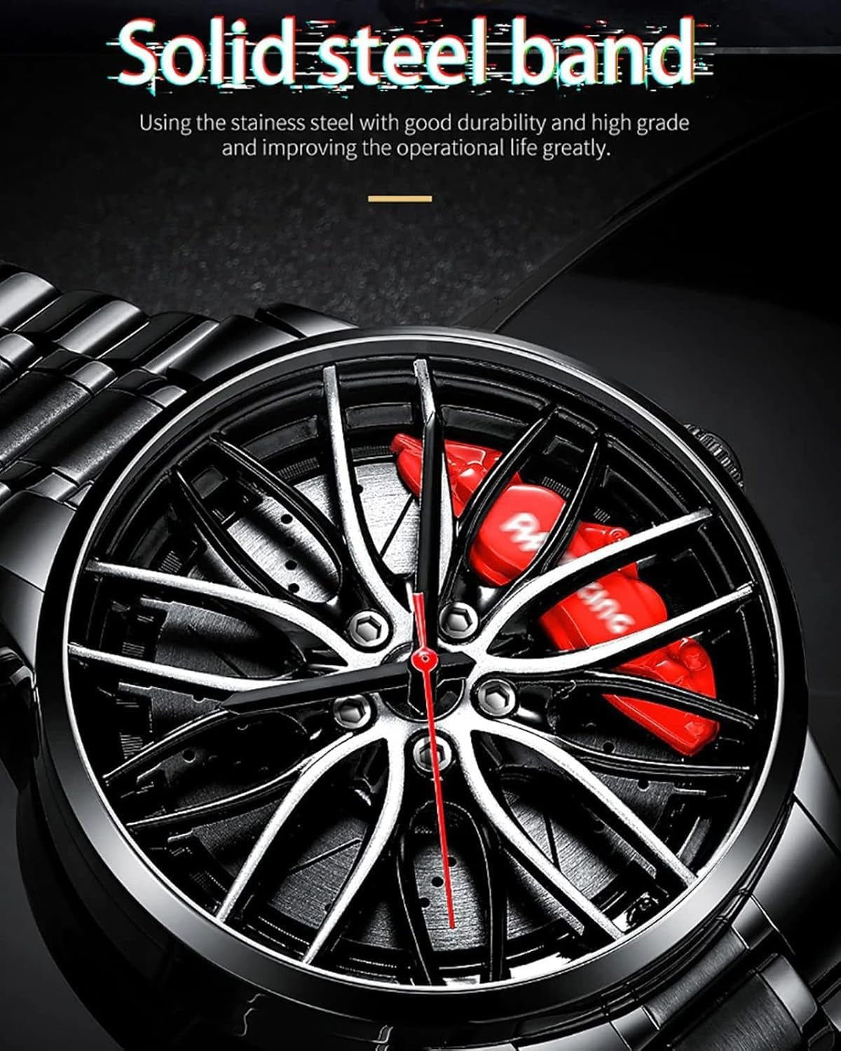 Men's Racing Rim Sport Watch – Sapphire Crystal & Steel Band