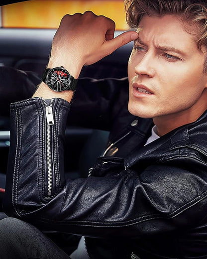 Men's Racing Rim Sport Watch – Sapphire Crystal & Steel Band