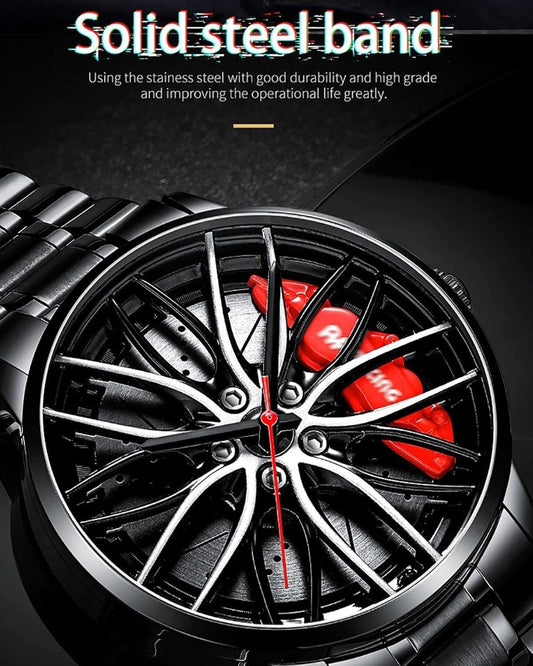Men's Racing Rim Sport Watch – Sapphire Crystal & Steel Band