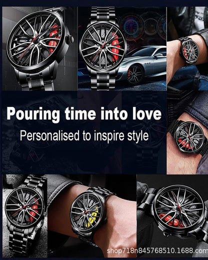 Men's Racing Rim Sport Watch – Sapphire Crystal & Steel Band